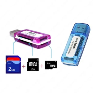 4 in 1 USB 2.0 Card Reader – Multi-Format Memory Card Reader for Micro SD, Mini SD, SD, SDXC, Micro M2, Memory Stick, Compatible with Laptops & PCs