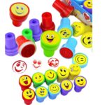 Cartoon Stamps for Kids, Self-Inking, Unisex Crafting Fun, Creative Craft Gift, Educational Set (Smiley, 10 Pcs)