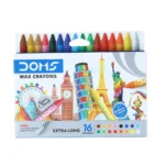 Doms Wax Crayons Extra Long 16 Shades – Vibrant Colors for Creative Fun! (Pack of 1)