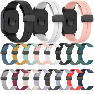Silicone Watch Strap with Magnetic Folding Clasp – Soft, Adjustable Loop Band for Smartwatches and Traditional Watches