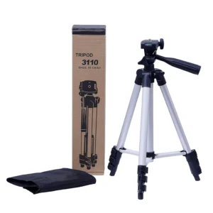Tripod 3110 Portable Aluminium Lightweight Camera Stand – 3D Head, Flexible Mount, Adjustable Height for Mobile Phones, DSLR & Video Cameras
