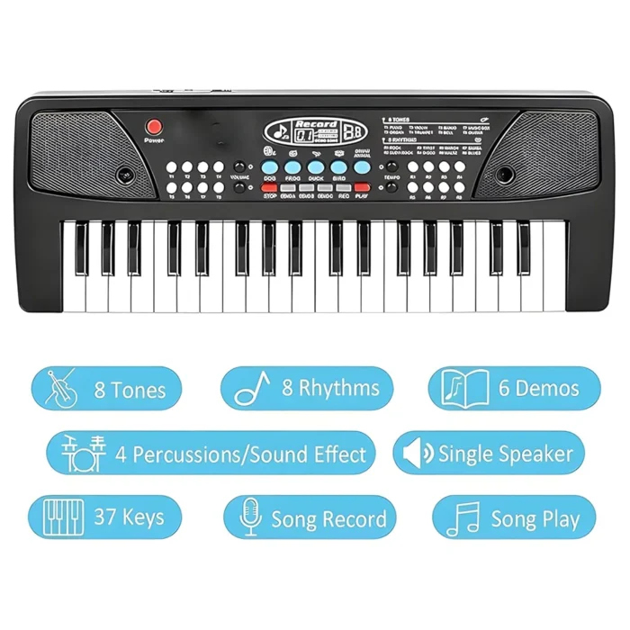 Bigfun BF-430A1 37 Keys Electronic Keyboard Piano with Microphone – Musical Toy Organ for Kids with Music & Learning Features - Image 2