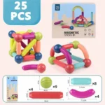 25 Pcs Magnetic Sticks & Balls Building Blocks Set for Kids – Educational STEM Magnet Construction Toy for Boys & Girls Age 3+ | Creative Learning Game