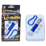 3 in 1 Power Full Laser Pointer, Laser Torch with Emergency Hazard LED Light and Key Chain Hook with 3 Button Size Cells (Multicolor, Pack of 1)