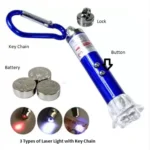 3 in 1 Power Full Laser Pointer, Laser Torch with Emergency Hazard LED Light and Key Chain Hook with 3 Button Size Cells (Multicolor, Pack of 1) - Image 3