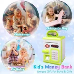 Electronic Piggy Bank ATM for Kids – Password Protected Mini Money Safe Box with Coin Slot, Note Insertion and Secret Lock Toy (3002) - Image 4