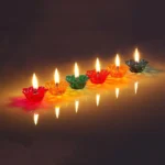 Party Decoration – 3D Reflective Shadow Diya - Traditional Festive Décor with a Modern Twist (Pack of 12 pcs)