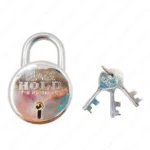 40mm Round Padlock 6 Levers Steel Finish with 3 Key, 1 pc