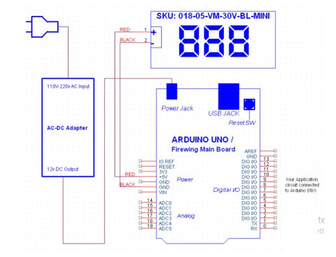 DC Voltmeter Panel Digital LED (5-30V) application