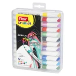 Flair Creative Acrylic Paint Marker Set – 12 Vibrant Shades for Art, DIY, Craft, Rock, Glass & Fabric