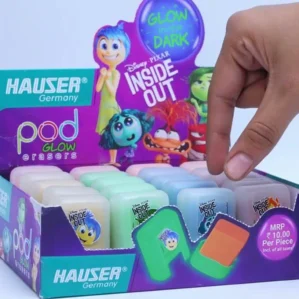Hauser POD Glow-in-the-Dark Erasers – Soft, Non-Dust, Long-Lasting Clean Erasing for School & Office Use