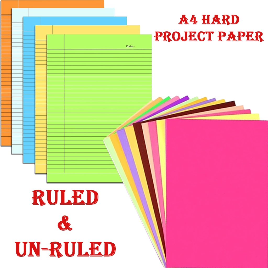 a4-hard-project-paper-1 A4 Hard Project Paper – Ruled & Un-Ruled for Project/ Assignment/ Practical/ Homework (Mix Color, 20 Sheets Pack) - Image 1