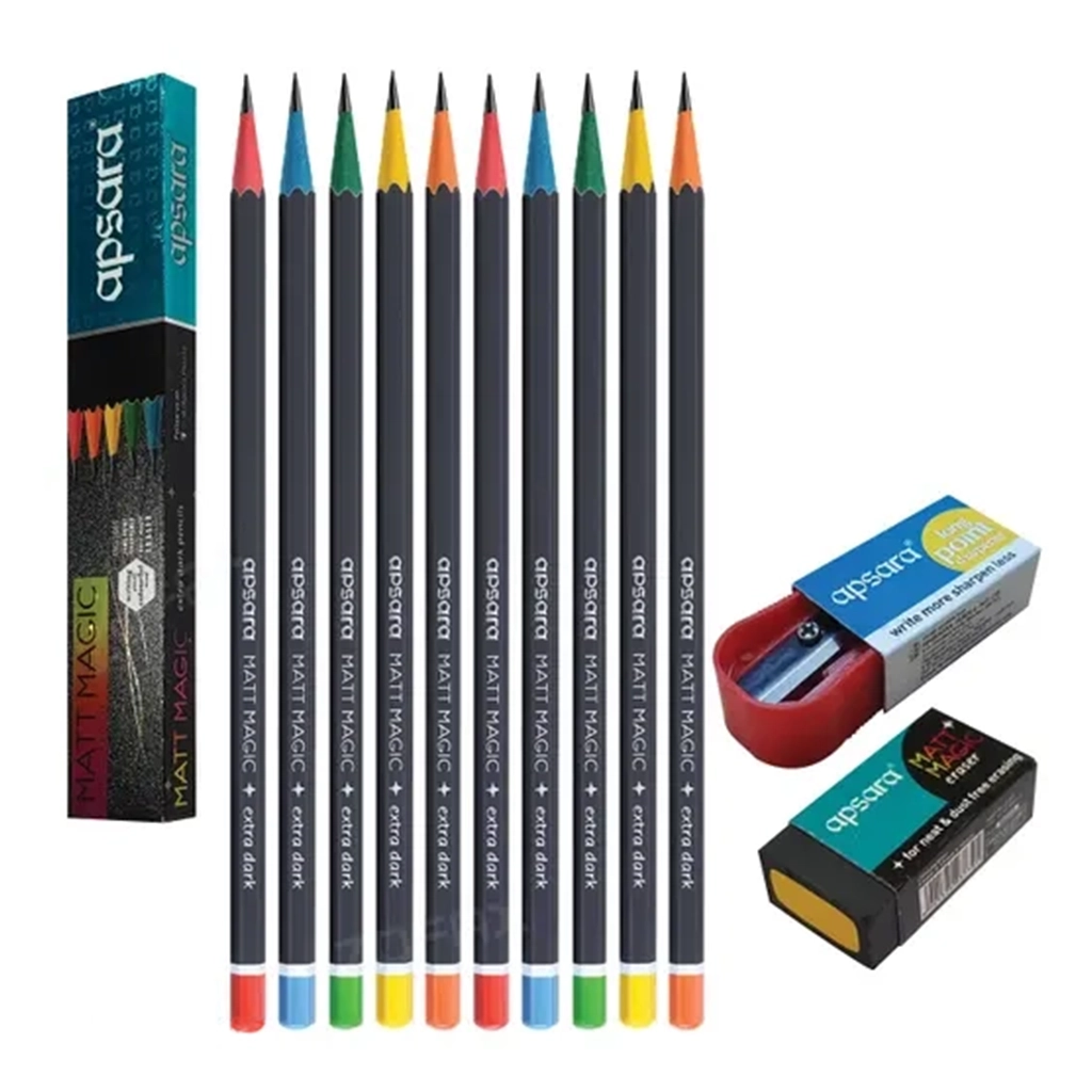 apsara-pencil-matt-magic-extra-dark-pencils-10pc Apsara Pencil - Matt Magic Extra Dark Pencils - Image 1