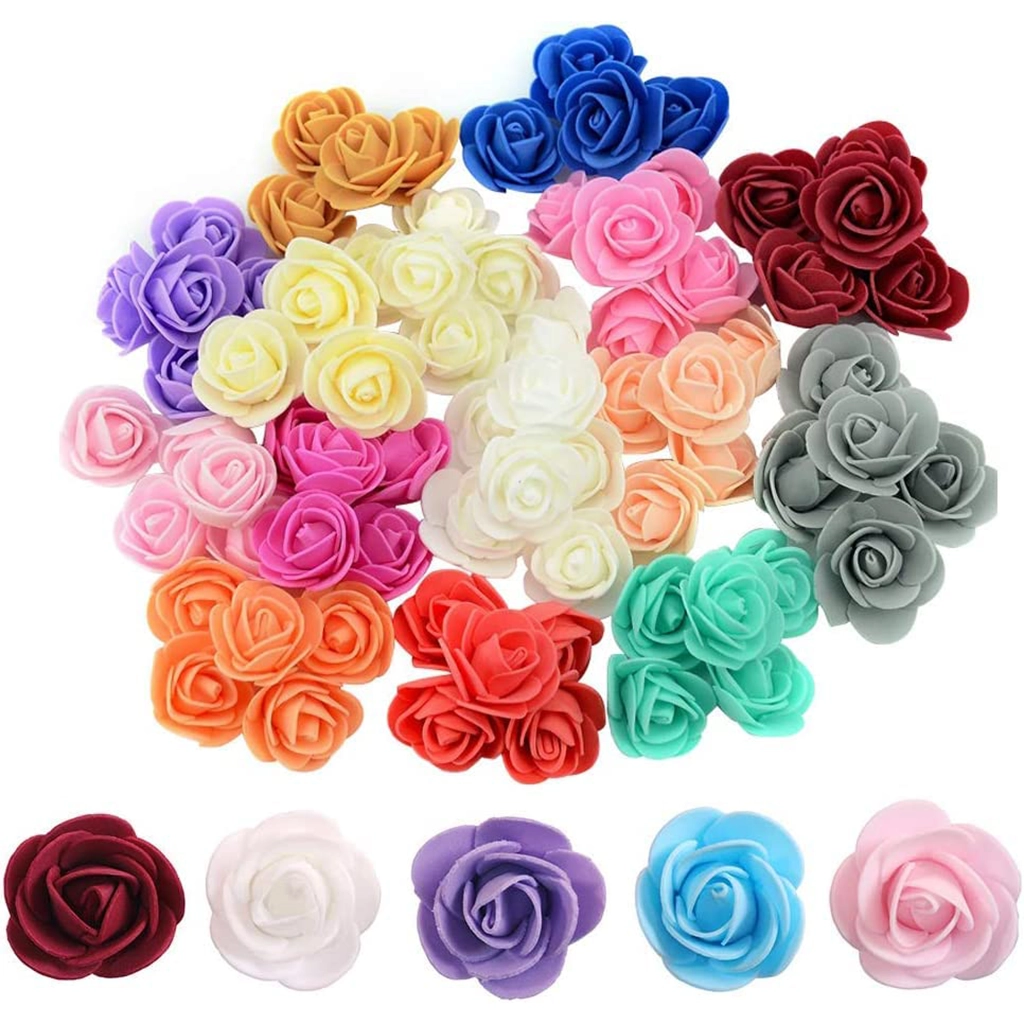 artificial-mini-foam-rose-flower-heads-1 Artificial Mini Foam Rose Flower Heads – Multicolour DIY Craft Flowers for Decoration, Bouquets, Scrapbooking & Events - Image 1
