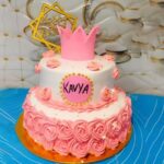 Delicious Fresh Cream Cake – Two-Tier Crown Birthday Cake