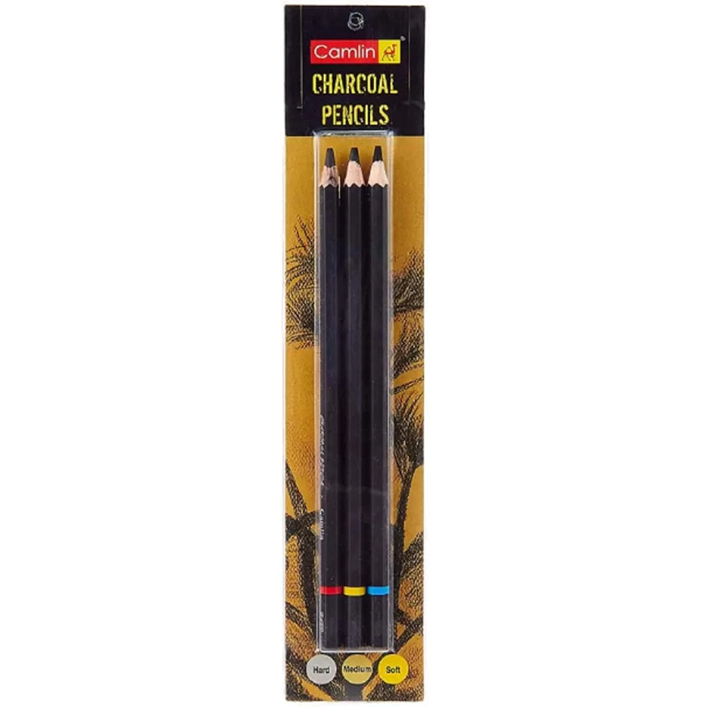 camlin-kokuyo-camel-charcoal-pencil-set-1 Camlin Kokuyo Camel Charcoal Pencil Set – Soft, Medium & Hard (Pack of 3) - Image 1
