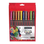 Classmate Octane Colour Burst Multicolour Gel Pens with Gold & Silver Glitter Sparkle (Pack of 10)