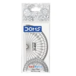 Doms 180 Degree Half Round Circle Protractor - Clear White, 1 pc