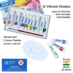 Doms Water Colour Tubes – 12 Shades, Unleash Vibrant Creativity (12 Assorted Shades, 1 Paint Brush & 1 Palette) - Image 2
