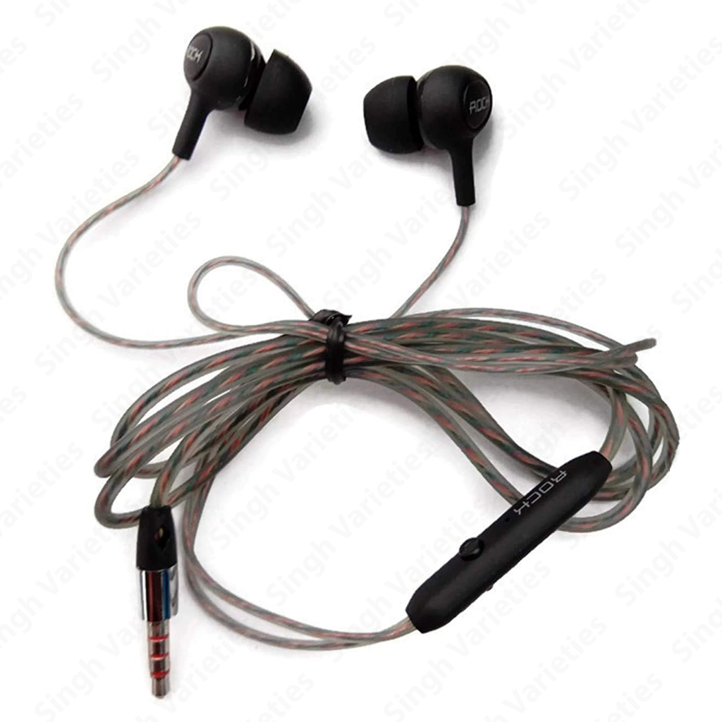 earphone-wired-rock-1 Earphone Wired - Rock HD Sound Quality (Pack of 1) - Image 1