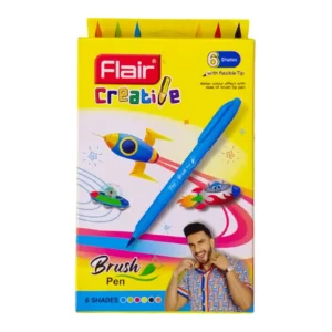 Flair Brush Pen – 6 Vibrant Shades for Smooth & Artistic Strokes (Pack of 1)