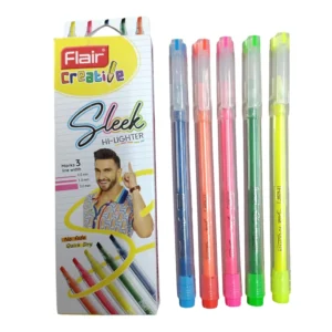 Flair Highlighter Pen - Sleek Hi-Lighter (Pack of 5)