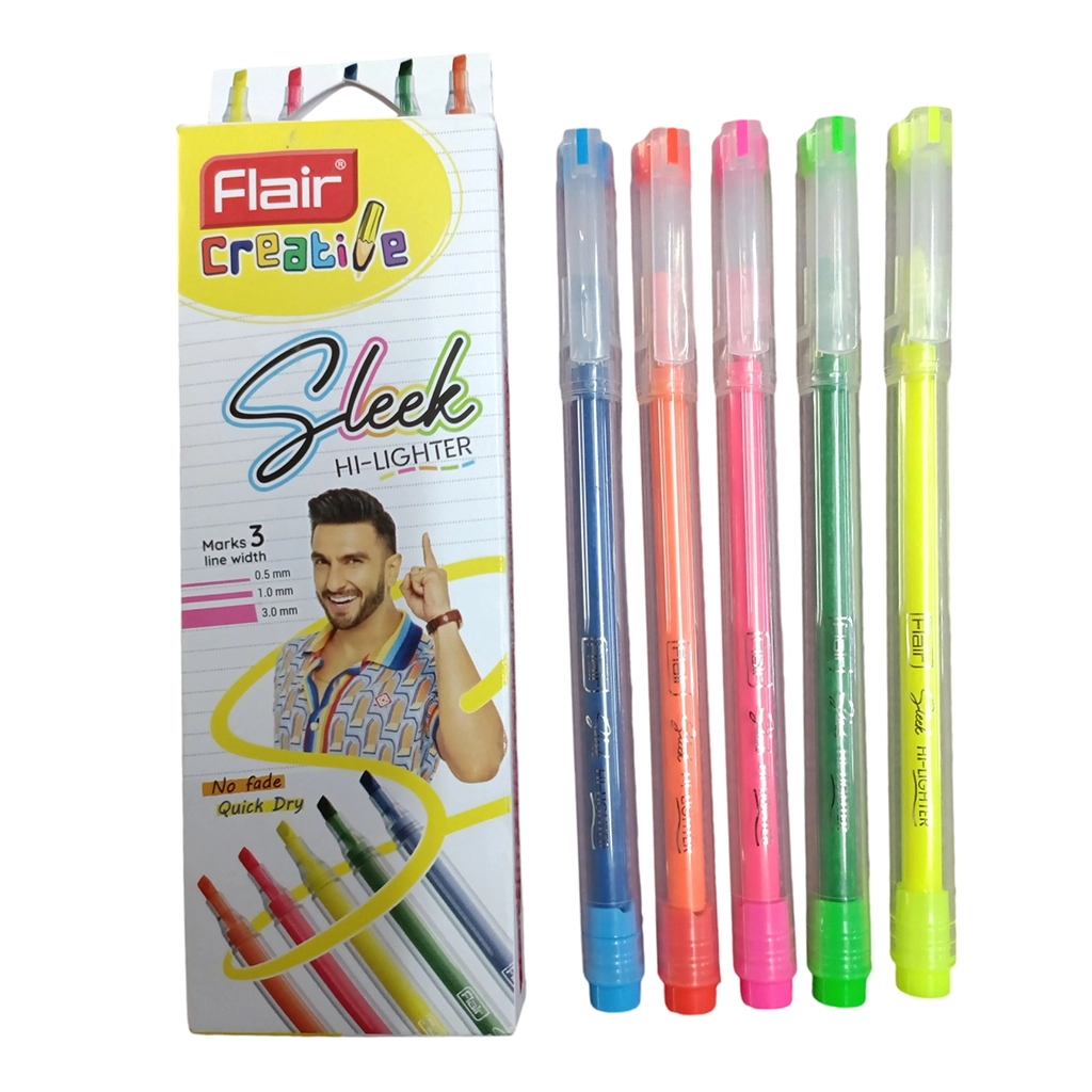 flair-highlighter-sleek-hi-lighter-1 Flair Highlighter Pen - Sleek Hi-Lighter (Pack of 5) - Image 1