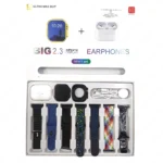 i20 Ultra MAX Suit (10-in-1 Gold Edition) Bluetooth Calling Smartwatch + AirPods Pro + 7 Straps + Screen Guard – Fitness Tracker, Wireless Earbuds & Classic Watch Set