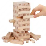 Jenga Wooden Tumbling Tower Game – 51 Blocks with 4 Dice | Classic Family Building Block Game for Kids & Adults
