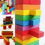 Wooden Tumbling Tower Dice Game – Stacking Puzzle Blocks for Kids & Adults | Educational Board Game Toy (Multicolour, Pack of 1) - Image 3