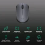 Logitech M170 Wireless Optical Mouse (1000 DPI, Plug & Play, Grey & Black) - Image 5