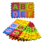 Mini Puzzle EVA Foam Mat – 36 Pcs Interlocking Alphabet & Number Tiles for Kids, 3x3 Inch Educational Play Mat