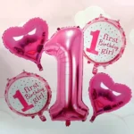 Party Decoration – 1st/ First Birthday Girl, Big Foil Helium Balloons Set for Elevate Every Celebration! (Pack of 5 pcs) - Image 6