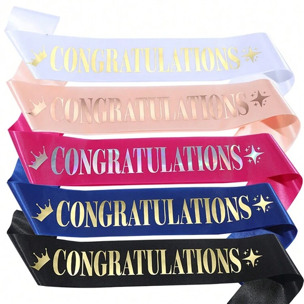 party-decoration-congratulations-satin-sash-1 Party Decoration – Congratulations Satin Sash - Celebrate Achievements in Style! (Multicolor, Pack of 1) - Image 1