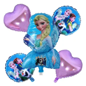 Party Decoration – Frozen Anna Elsa Theme, Big Foil Helium Balloons Set for Elevate Every Celebration! (Pack of 5 pcs)