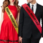 Party Decoration – Happy Anniversary Satin Sash - Celebrate Love and Milestones in Style! (Multicolor, Pack of 1) - Image 2