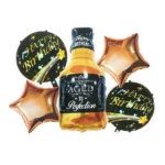Party Decoration – Happy Birthday Aged to Perfection Wine Theme, Big Foil Helium Balloons Set for Elevate Every Celebration! (Pack of 5 pcs)
