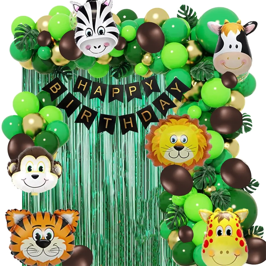 party-decoration-happy-birthday-jungle-theme-combo-decoration-set-with-paper-banner-1 Party Decoration – Happy Birthday Jungle Theme Combo Decoration Set with Paper Banner - Bring the Wild to Your Celebration! (No.8104, Pack of 38 pcs) - Image 1