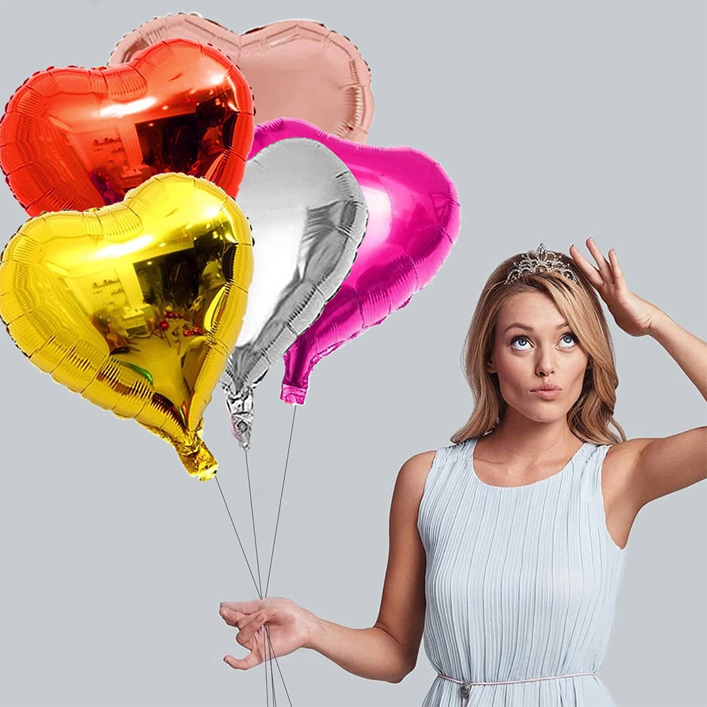 party-decoration-heart-shape-foil-balloon-1 Party Decoration – Heart Shape Foil Balloon - Add Love to Your Celebrations! (Multicolor, Pack of 1) - Image 1