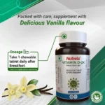 Patanjali Nutrela Vitamin D2K Natural - 60 Chewable Tablets for Men & Women - Vanilla Flavor (Pack of 1) - Image 5