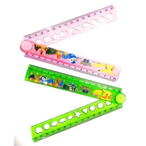 Plastic Folding Ruler Scale – 30 cm with Multiple Designs & Geometry Shapes (Pack of 1)