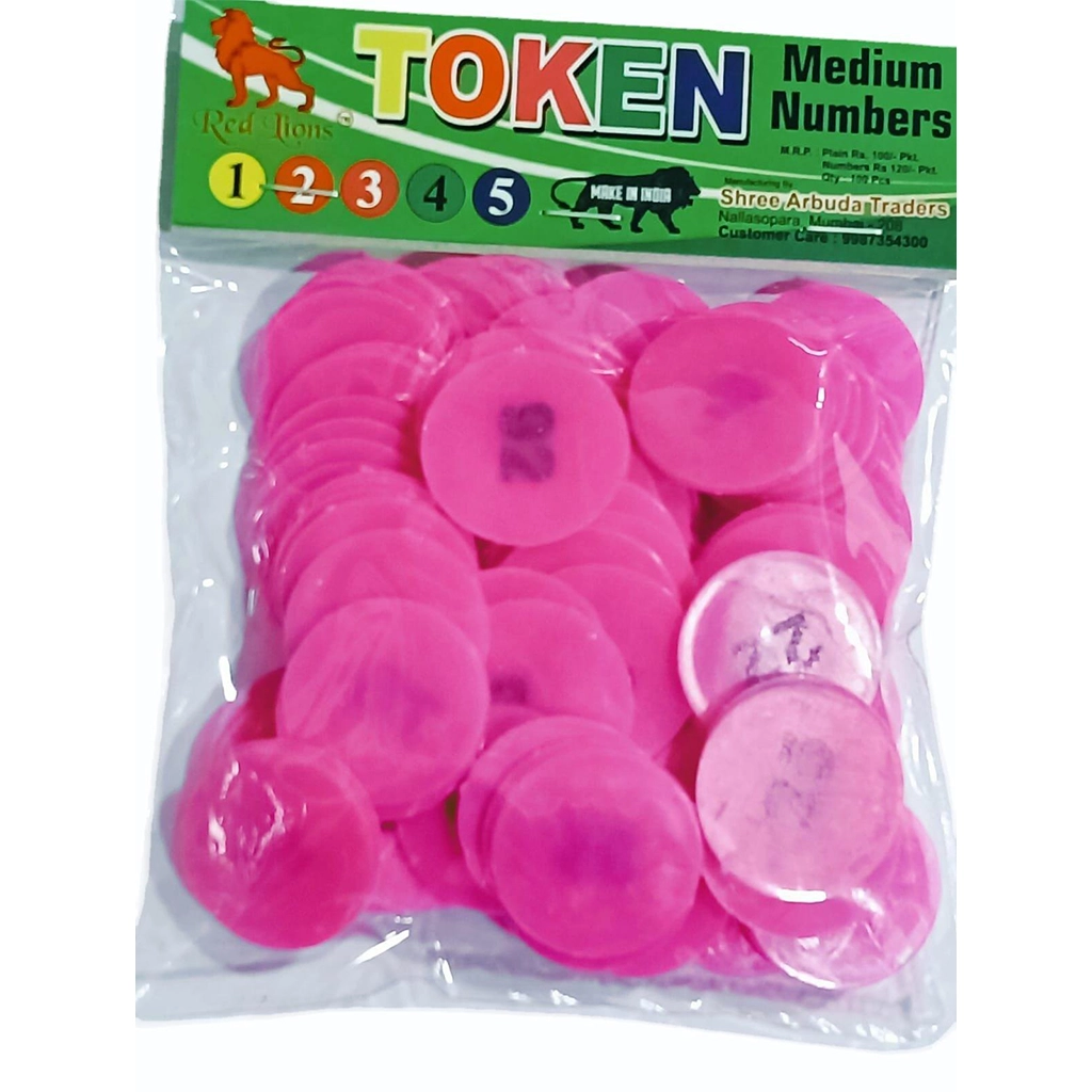plastic-token-coins-numbered-1-to-100-pink Plastic Token Coins Numbered 1 to 100 – Durable Number Tags for Queue Management, Events, Games, Counters & Identification - Image 1