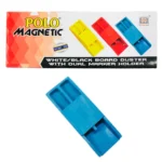 White & Black Board Duster – Polo Magnetic 5.5 inch, Efficient Cleaning for Clear Writing (Pack of 1)
