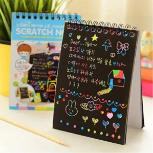 Rainbow Scratch Art Magic Note Pad – Creative Scratch Paper Drawing Kit for Kids | Colorful Doodle Notepad with Stylus for Fun Art, Learning & Gifting