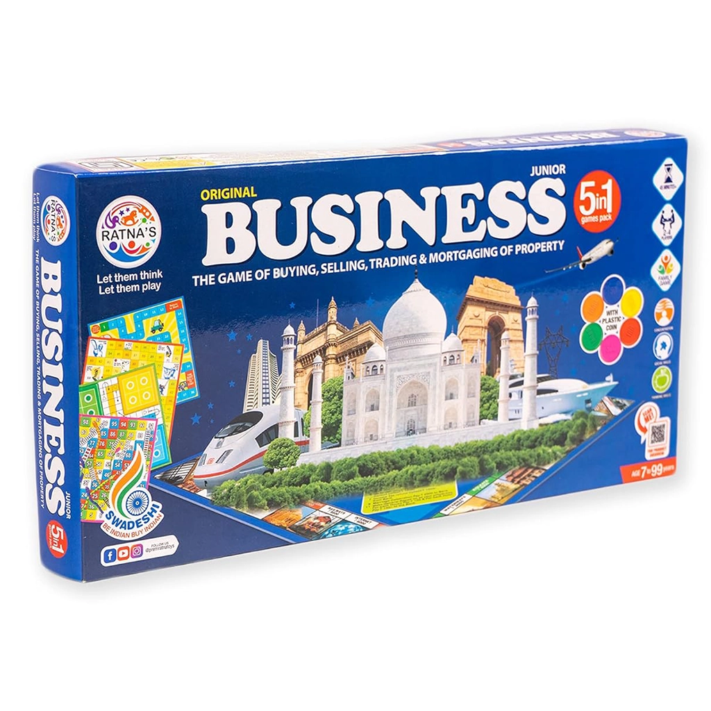 ratnas-business-game-junior-coin-1 Ratnas 5 in 1 Original Business Junior Board Game with Plastic Coins – Fun Learning Game Set for Kids, Party & Family Play (Model 1231) - Image 1