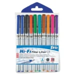 Stick Colour Pen - Hi Fi Pens Regular Set of 10 - Multicolour (Color Pen)