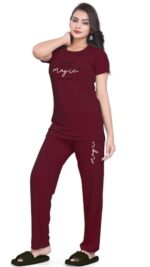 Self-Design Polyester T-Shirt & Track Pants with Round Neck and Three-Quarter Sleeves - Image 11