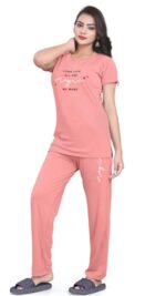 Self-Design Polyester T-Shirt & Track Pants with Round Neck and Three-Quarter Sleeves - Image 2