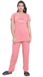 Self-Design Polyester T-Shirt & Track Pants with Round Neck and Three-Quarter Sleeves - Image 3