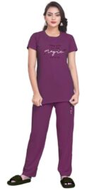 Self-Design Polyester T-Shirt & Track Pants with Round Neck and Three-Quarter Sleeves - Image 2